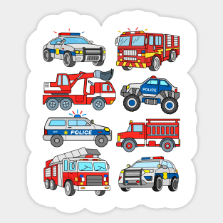 Police Cars and Firetrucks Sticker